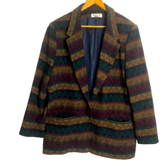 Audrey L Jackets & Blazers - Audrey L. Multicolour Blazer 18 Wool Blend Made In Bulgaria  Crown Button